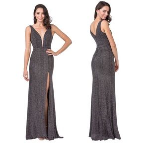 Metallic Brown Gown. Metallic Prom Dress.